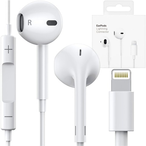 Słuchawki douszne przewodowe Lightning do iPhone 14/13/12/11/PRO/MAX/XS/XR/X/SE z mikrofonem EarPhones Białe