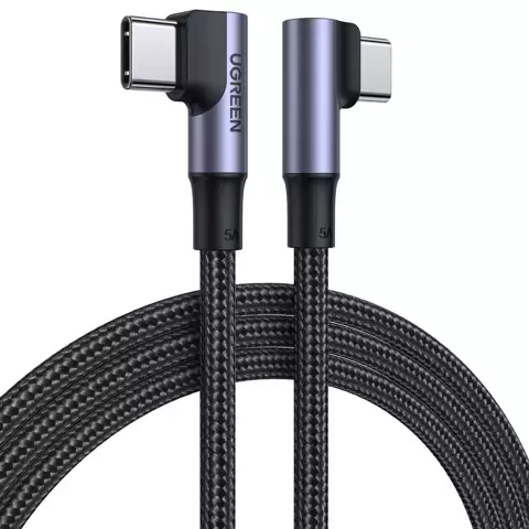 Ugreen kątowy kabel USB Typ C - USB Typ C Quick Charge Power Delivery 100 W 5 A 1 m czarny (US335 70696)