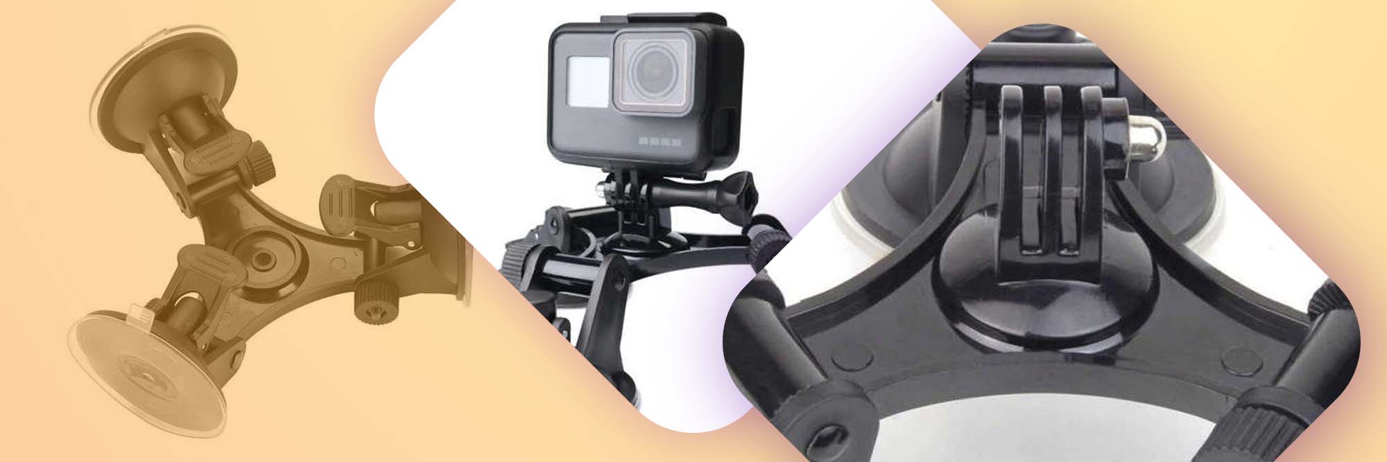 Uchwyt przyssawka do kamery sportowej do GoPro Hero 5/6/7/8/9/10 19.3cm Czarny