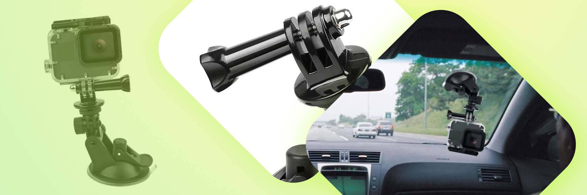 Uchwyt samochodowy Alogy do auta na szybę do GoPro Hero 5/6/7/8/9/10 Czarny