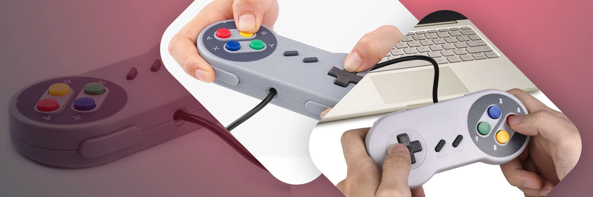 Kontroler Gamepad Retro Alogy przewodowy kabel USB 1.4m do PC konsoli Szary