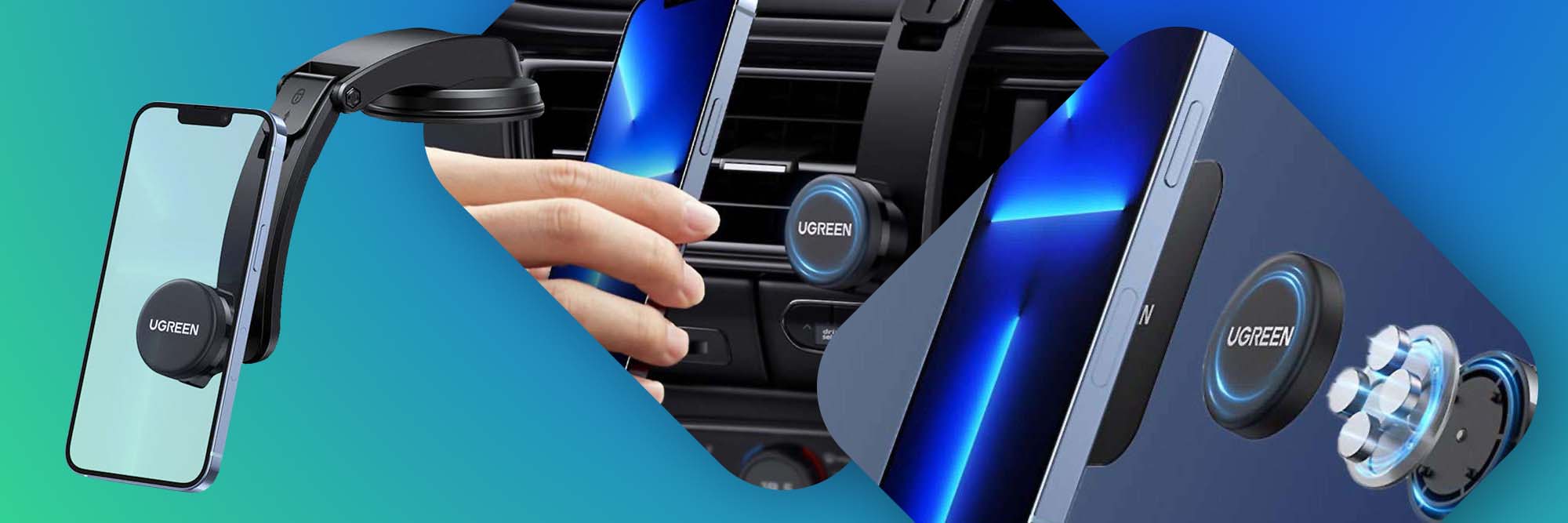 Uniwersalny uchwyt samochodowy UGREEN magnetyczny na deskę Czarny