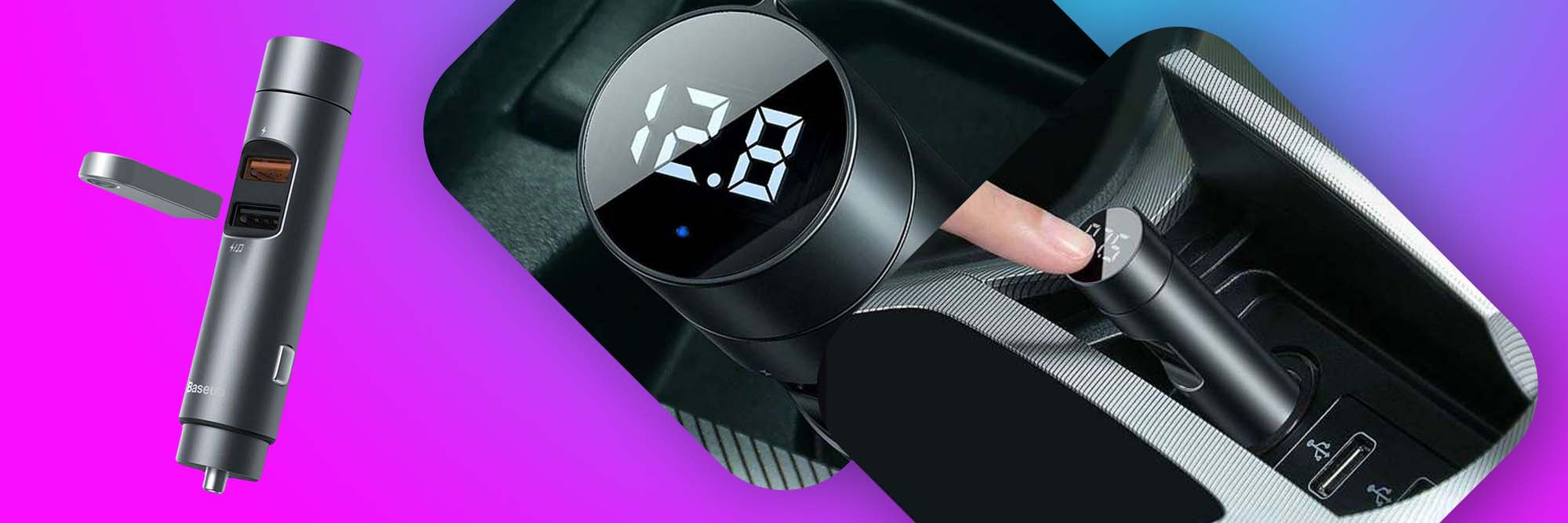 Ładowarka Baseus transmiter FM Bluetooth 5.0 2x USB QC 3.0 18W Grey