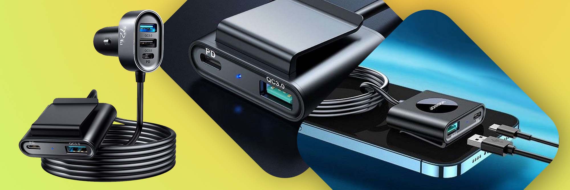 Ładowarka samochodowa Joyroom JR-CL05 Car Charger 3x USB + 2x USB-C 1.5m 72W Black