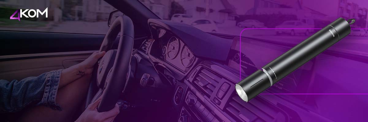 Akcesorium samochodowe 2w1 Baseus, młotek do szyb + latarka (czarne)