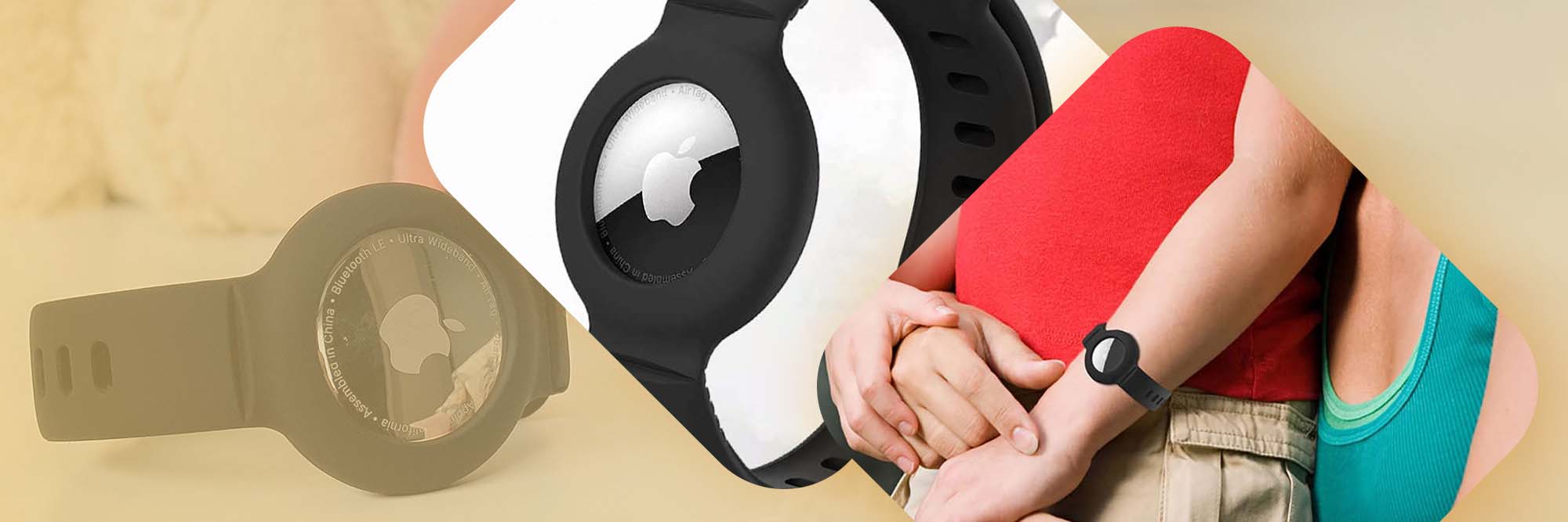 Opaska na nadgarstek Alogy etui na lokalizator do Apple AirTag Czarny + Etui skórzane