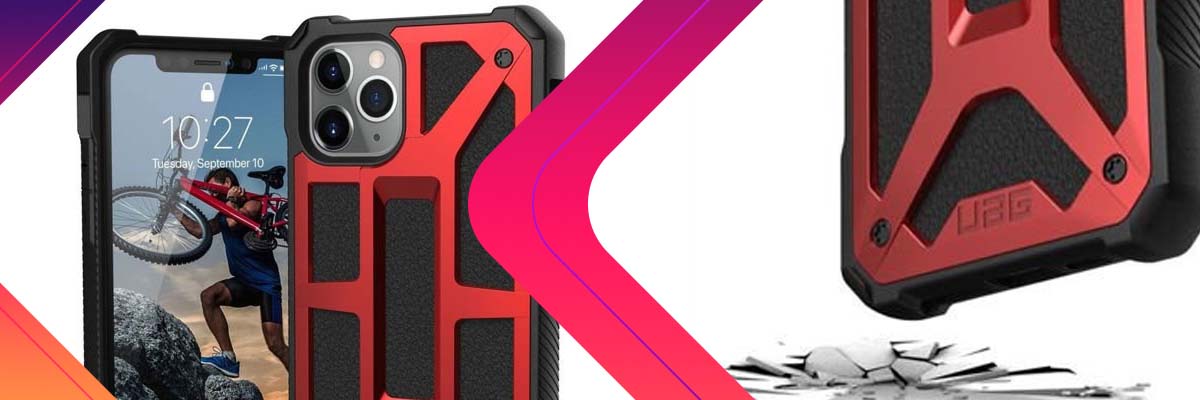 Etui UAG Urban Armor Gear Monarch do iPhone 11 Pro Crimson Red Leather + Szkło Alogy