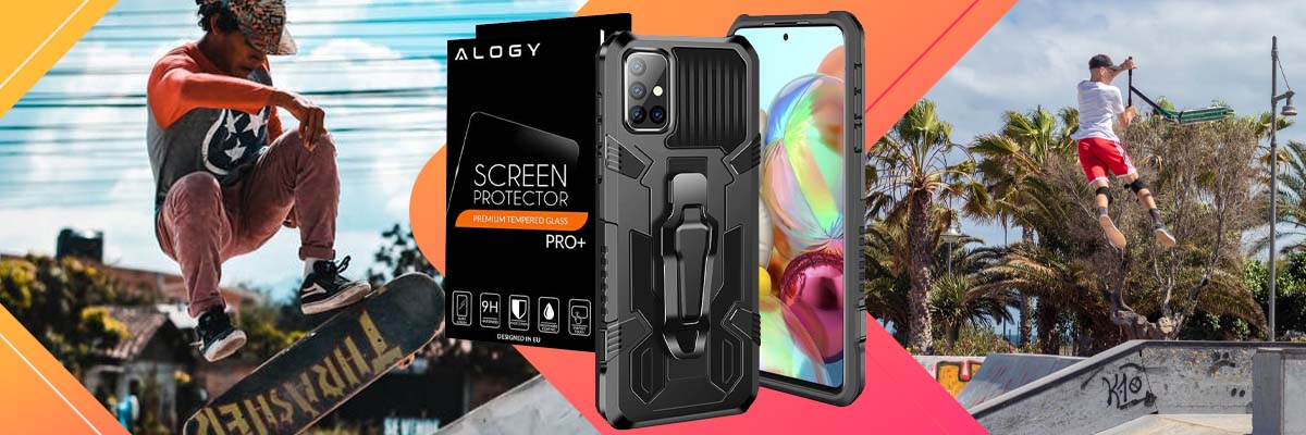 Pancerne etui ochronne Alogy stojak do Samsung Galaxy A51 + Szkło
