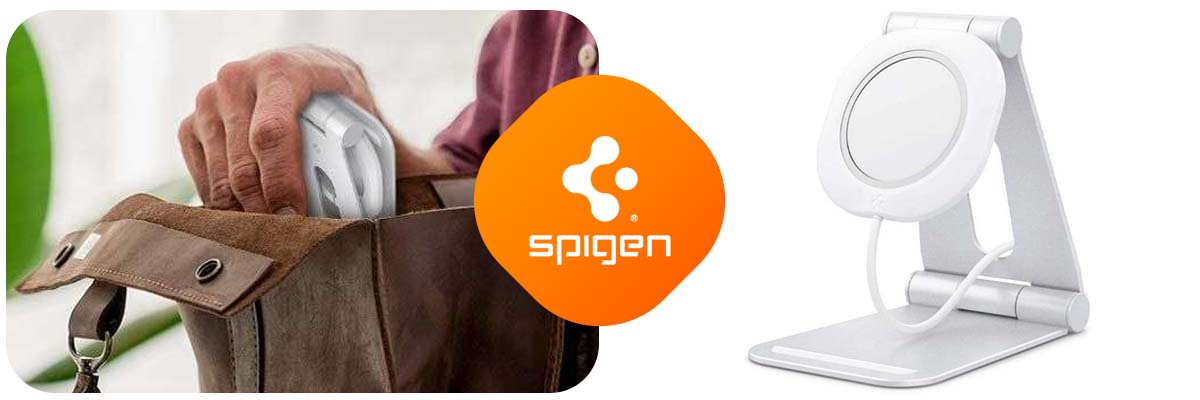 Podstawka do Apple MagSafe Spigen Magfit ”S” Charger Stand Biała