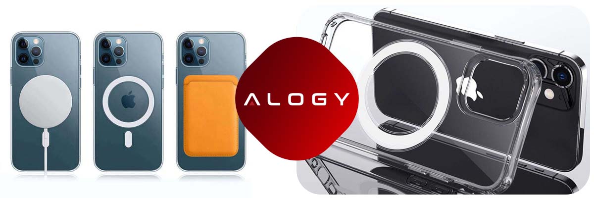 Etui pancerne Ultra Slim Alogy do ładowarek Qi do iPhone 12/ Pro Przezroczyste + Ładowarka Qi