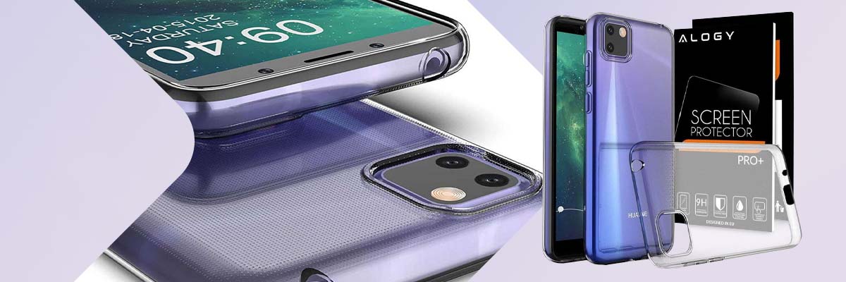 Etui obudowa case do Huawei Y5P silikonowe przezroczyste + Szkło Alogy