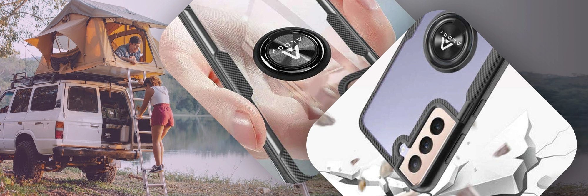 Etui Alogy Ring Holder Clear Armor do Samsung Galaxy S21 czarne