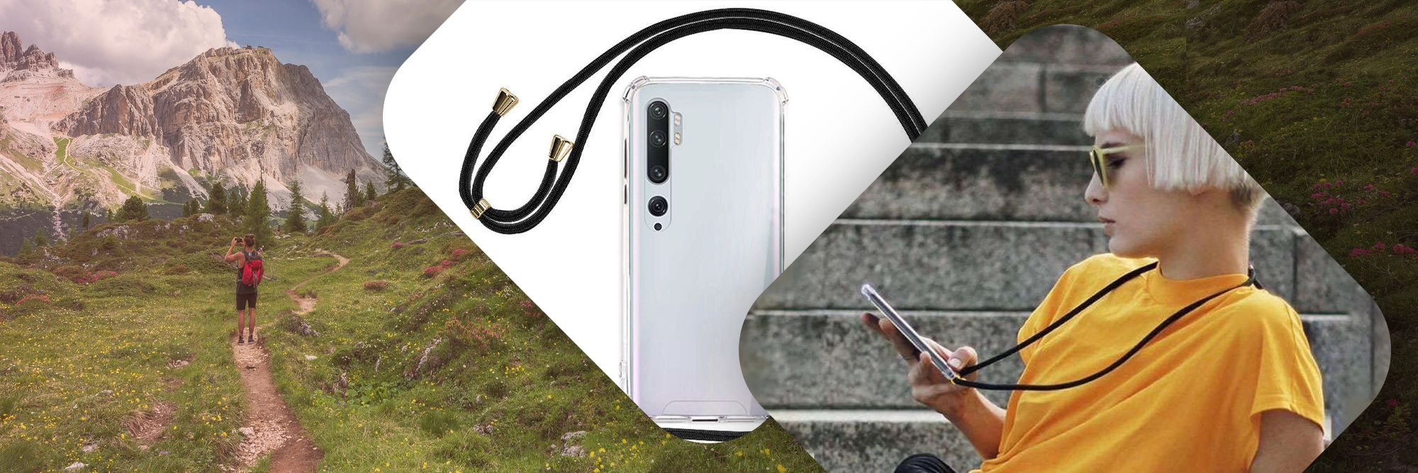 Etui CrossBody Alogy z paskiem do Xiaomi Mi Note 10/ Pro Przezroczyste + Szkło Alogy 3D