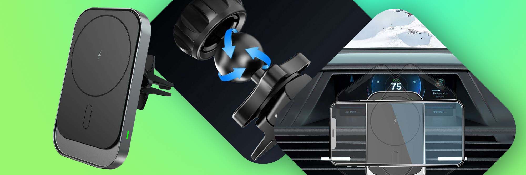 Magnetyczny uchwyt samochodowy MagSafe CW19 z ładowarką Qi Black