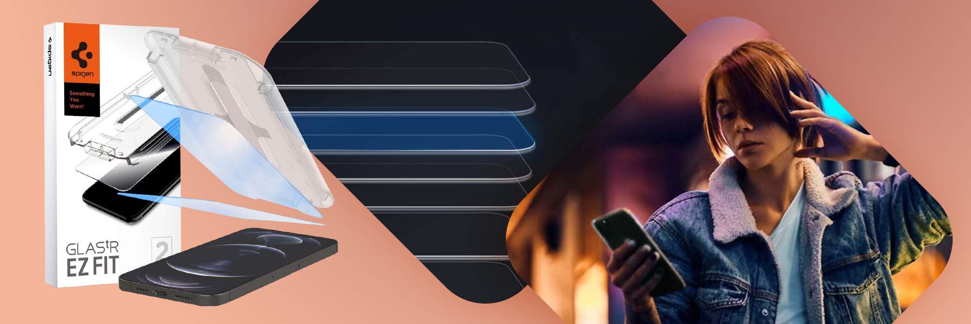 2x Szkło hartowane Spigen Glas.tR EZ Fit Antiblue do Apple iPhone 13/ 13 Pro