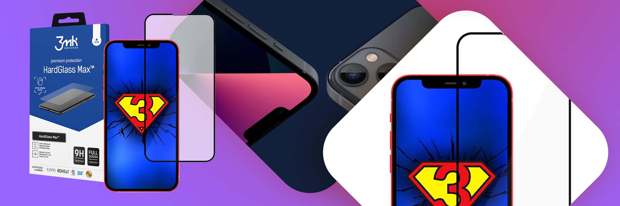 Szkło hartowane na ekran 3mk HardGlass Max do Apple iPhone 13/ 13 Pro Black