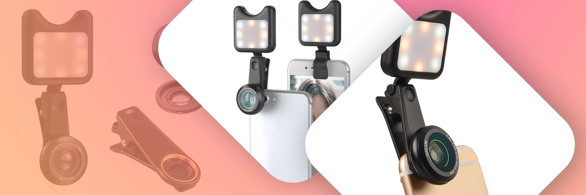 Apexel APL-3663FL Obiektyw 0.36X Wide Angle 15X Makro +Lampka LED black