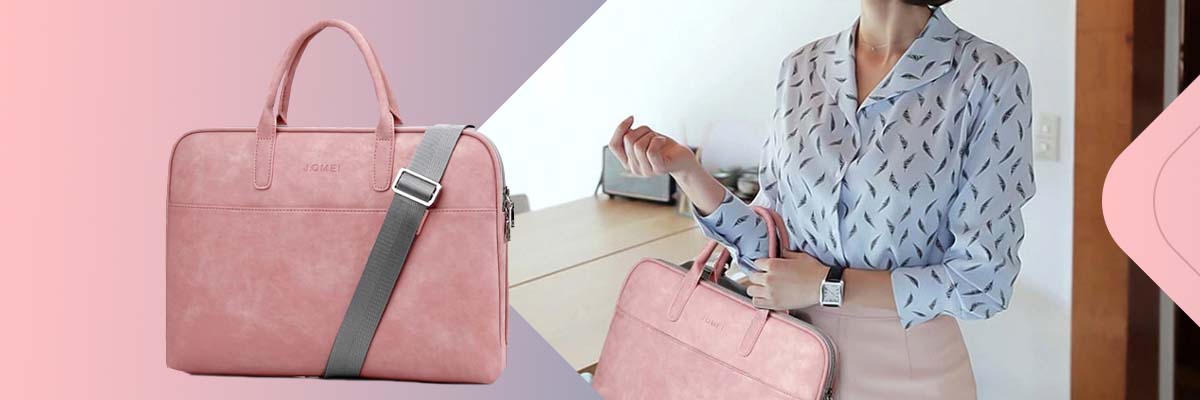 Etui J.QMEI torba do laptopa 15" do macbook skórzana Różowa