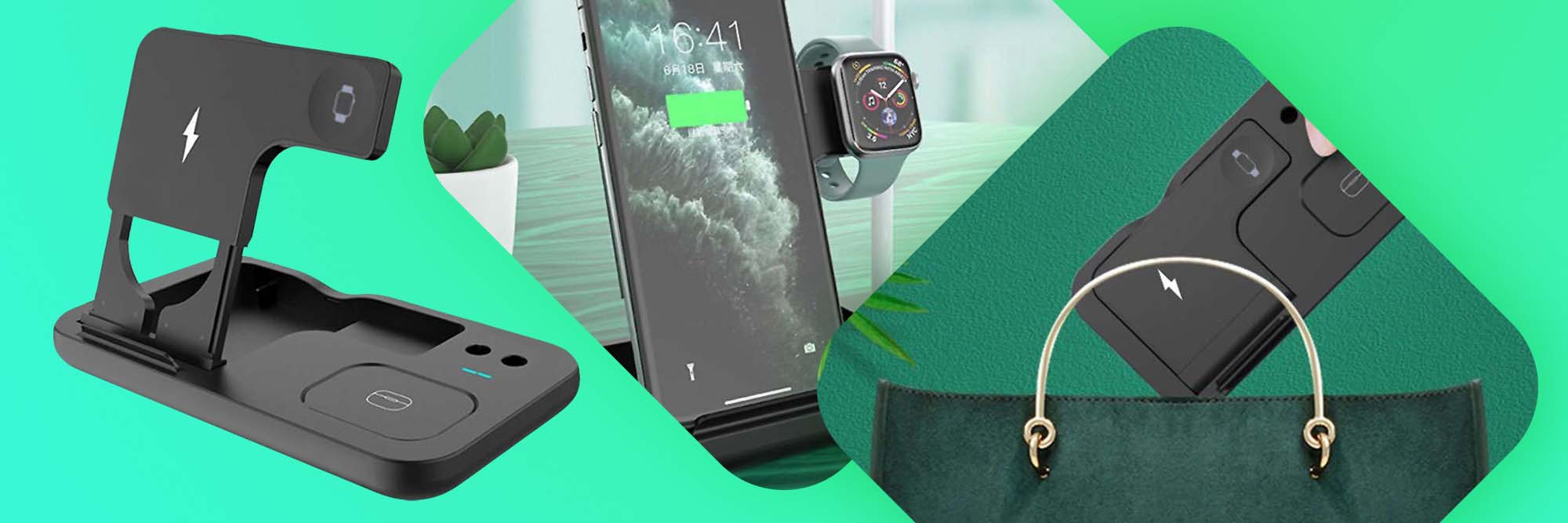 Ładowarka indukcyjna Alogy Qi 4w1 do Apple iPhone/Watch/AirPods Pro/Pen 1 Czarna