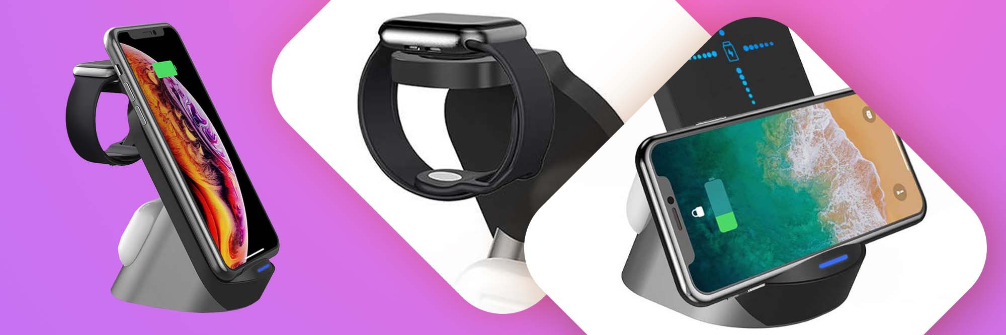 Ładowarka indukcyjna H18 Wireless stacja ładująca do Apple iPhone / Airpods / Watch Black