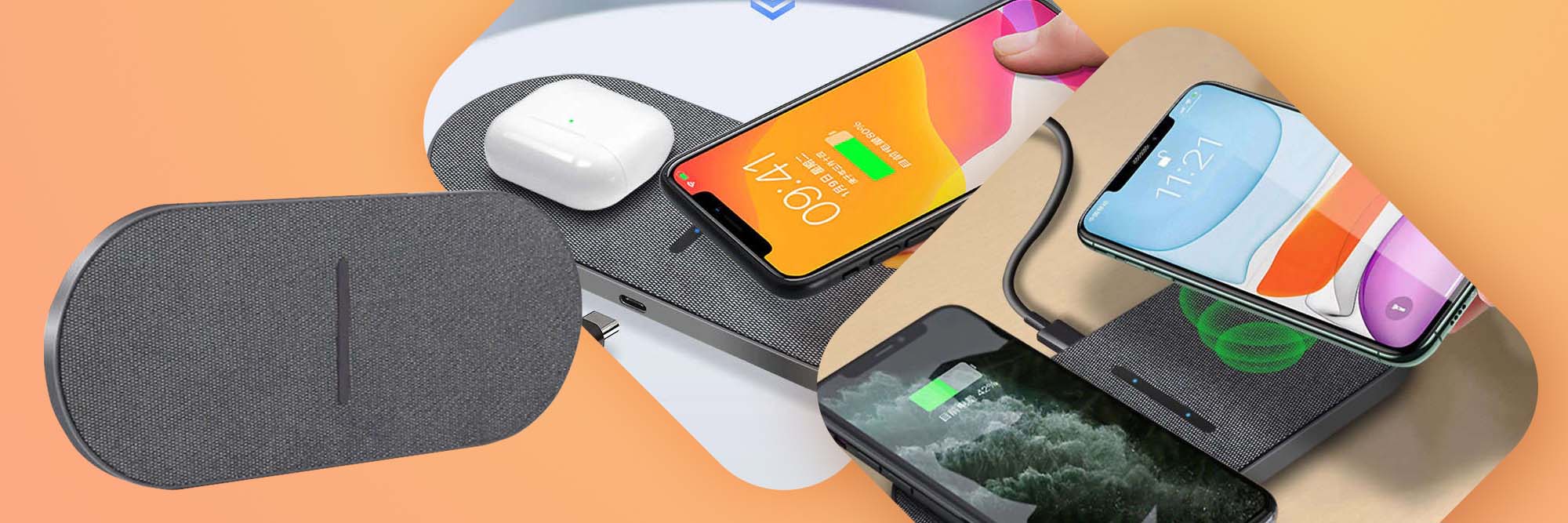 Ładowarka indukcyjna Qi 2w1 Alogy do iPhone AirPods 15W Szara