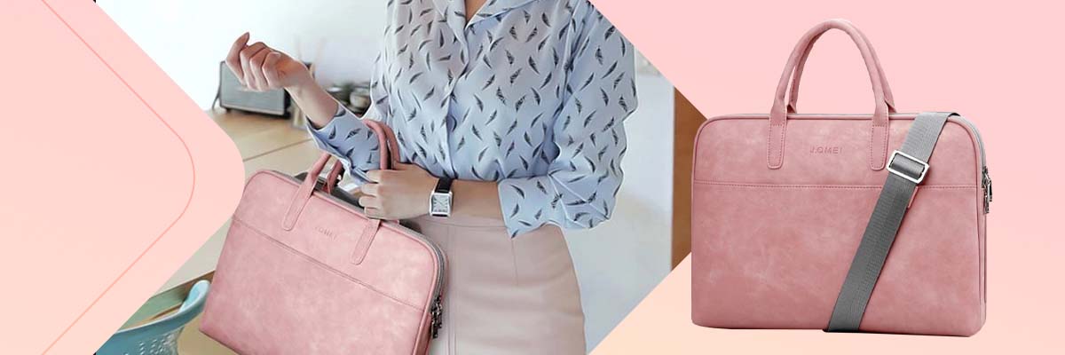 Torba etui skórzane J.QMEI pokrowiec do laptopa 13" do MacBook Air/ Pro Różowa