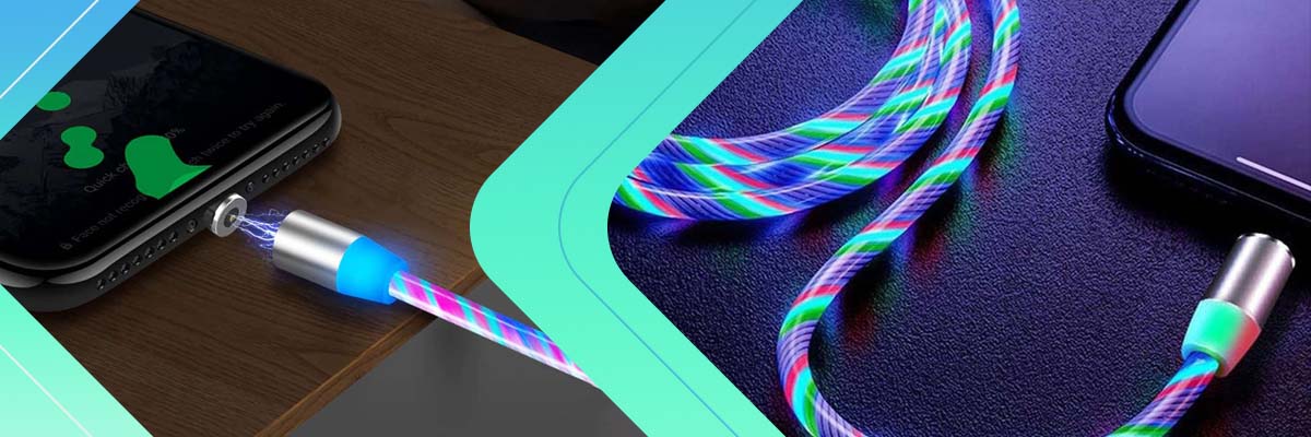 Kabel 1m Alogy magnetyczny świecący przewód LED USB-C Type C Wielokolorowy