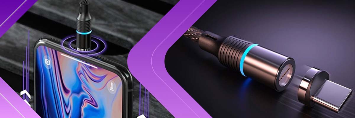 Kabel 2m Cafele przewód magnetyczny USB-C Type C 3A Quick Charge Black