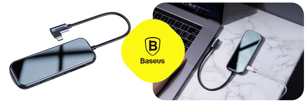 Baseus adapter HUB 7w1 USB-C 3xUSB 3.0 HDMI 4K SD/TF micro SD PD szary