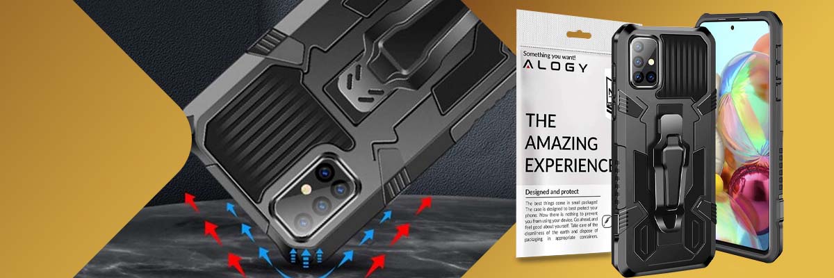 Pancerne etui ochronne Alogy stojak do Samsung Galaxy A71 + Szkło