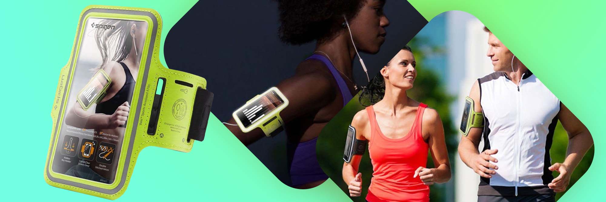 Etui na ramię do telefonu Spigen Velo Sports Armband A700 Neon