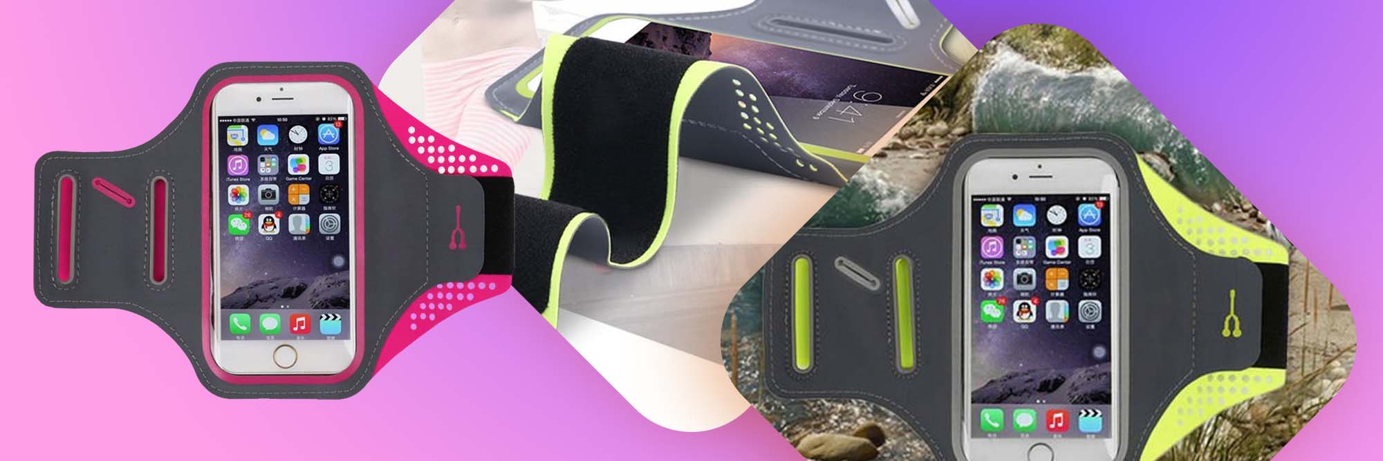 Etui na ramię sportowe do biegania na telefon wodoodporne 5.5 cala różowe