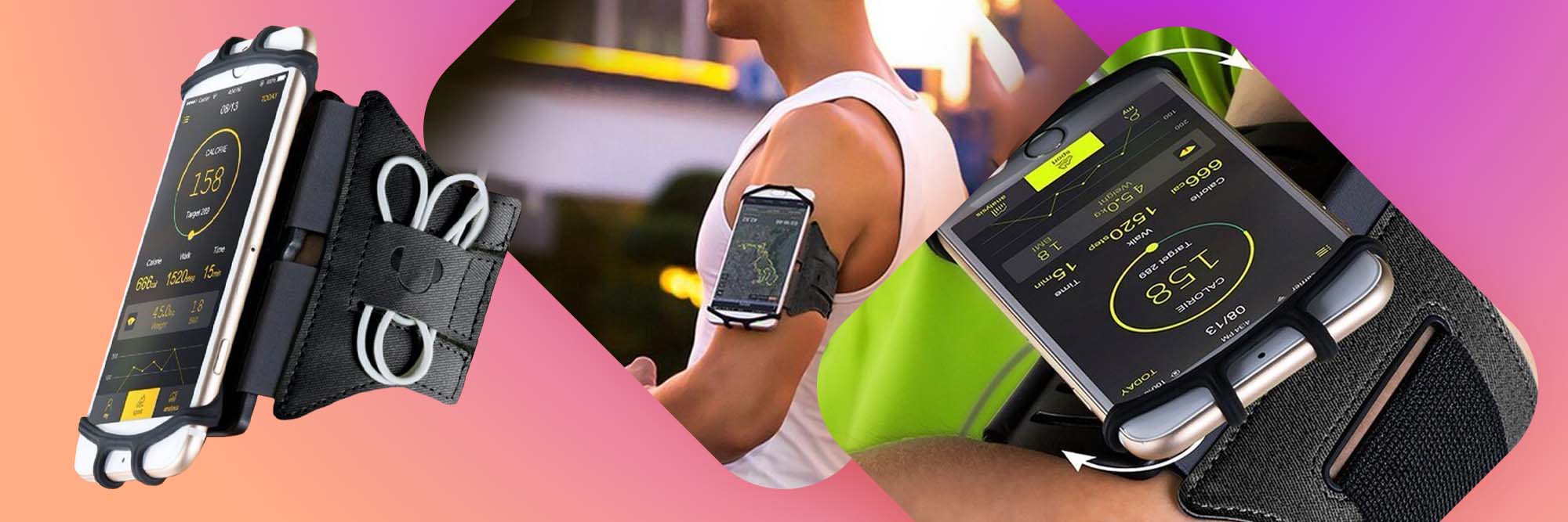 Etui opaska sportowa armband VUP+ na ramię do telefonu Czarne