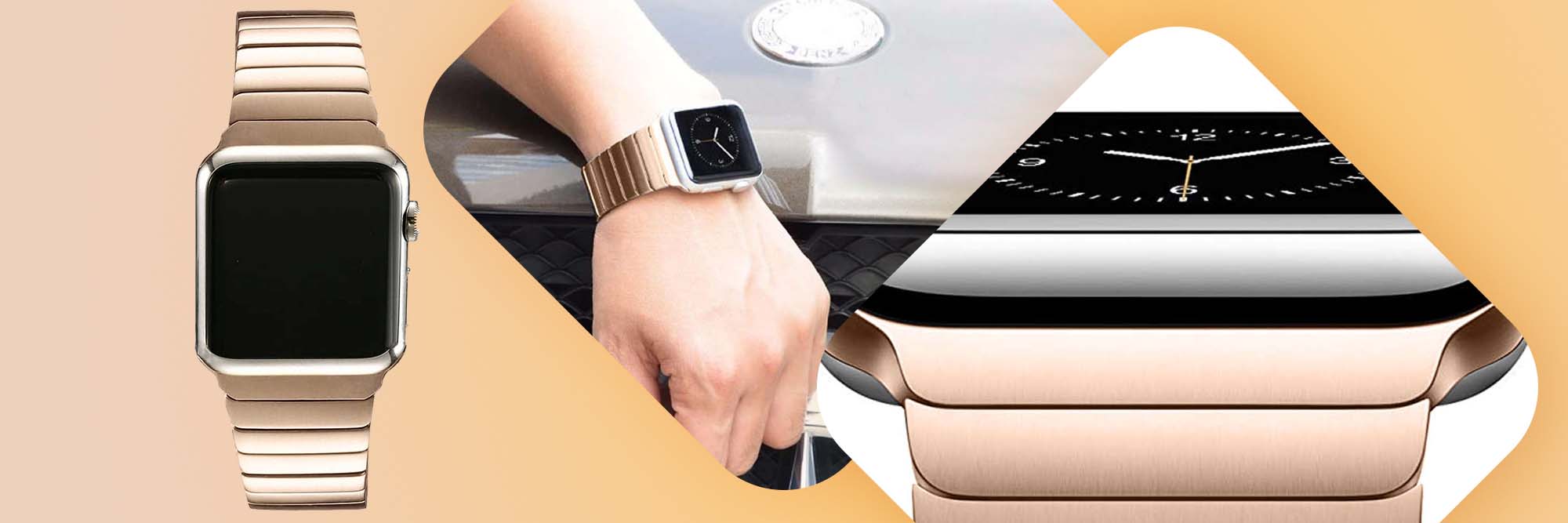 Bransoleta Alogy Stainless Steel do Apple Watch 42/44/45mm Różowe Złoto