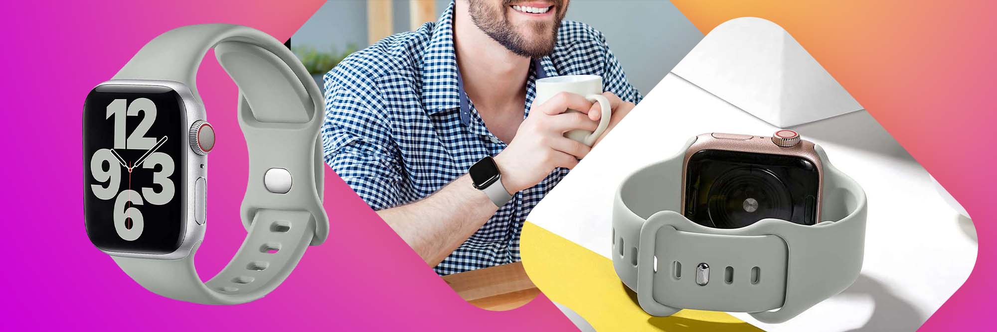 Sportowy pasek Alogy gumowy do Apple Watch 42/44/45mm Szary