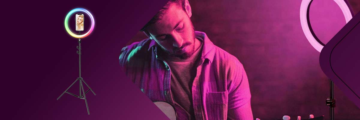 Lampa pierścieniowa Alogy 10 cal RGB do zdjęć makijażu z pilotem + statyw