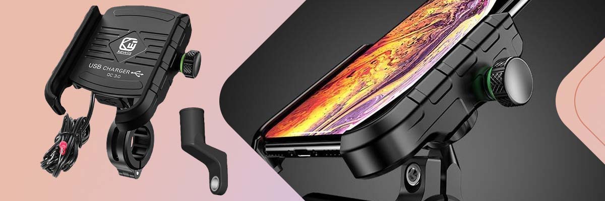 Uchwyt motocyklowy na telefon Kewig KWG-M8 z ładowarką QC 3.0