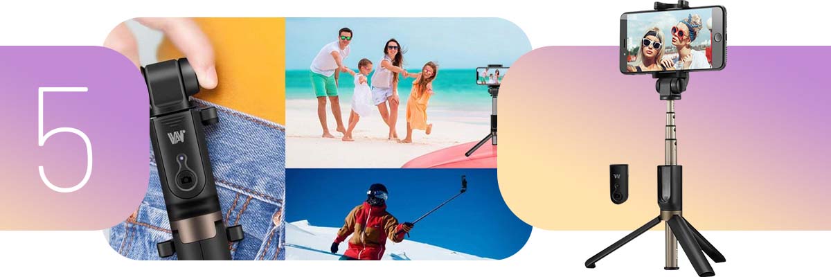 Selfie Stick Statyw Disph z pilotem bluetooth Czarny