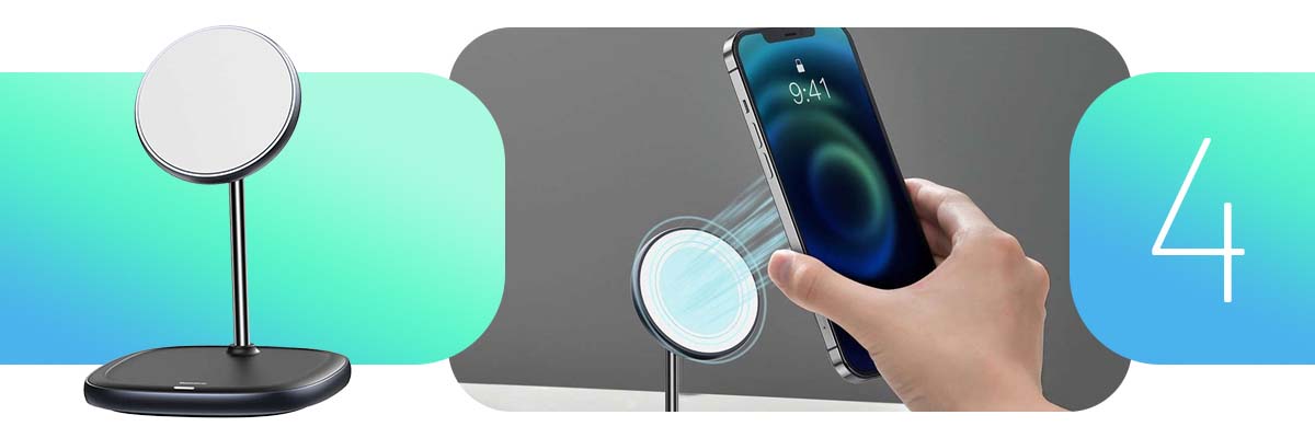 Stojak magnetyczny Baseus MagSafe z ładowarką indukcyjną do iPhone 12 Czarny