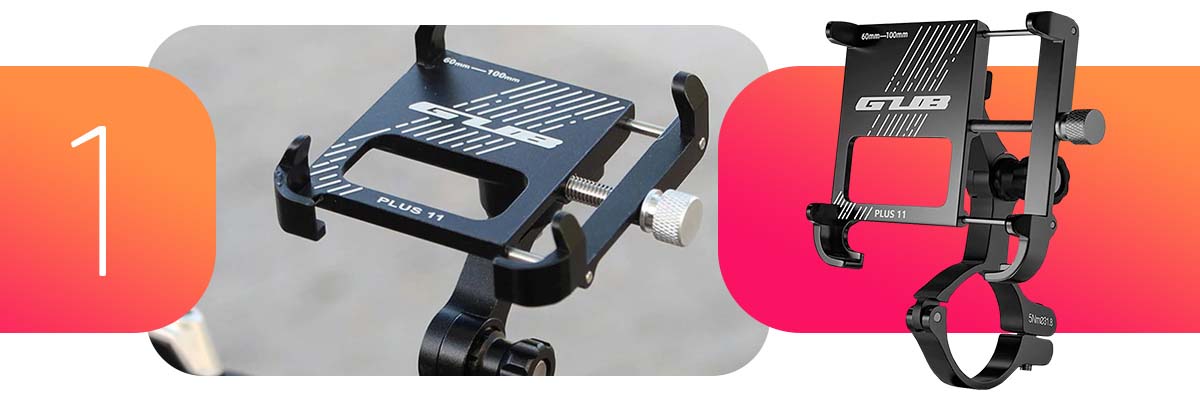 Uchwyt rowerowy motocyklowy GUB Plus 11 na telefon GPS aluminiowy Czarny