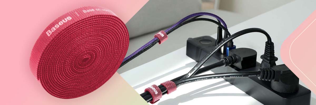 Taśma rzep Baseus organizer opaska do kabli Circle Velcro Strap 3m Czerwona