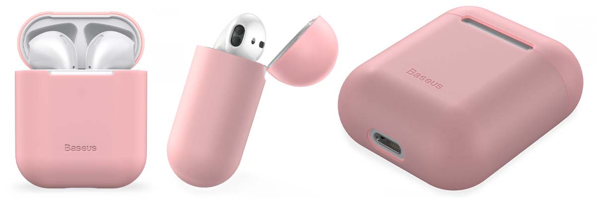 Baseus silikonowe etui na słuchawki Apple AirPods 1/2 case pink