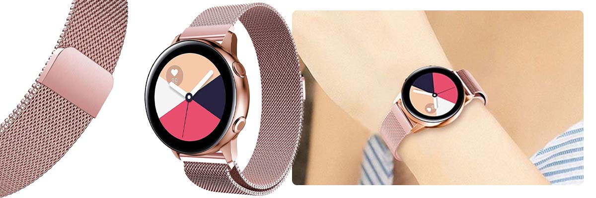 Bransoleta Milanese pasek Alogy do Galaxy Watch Active 2 różowa