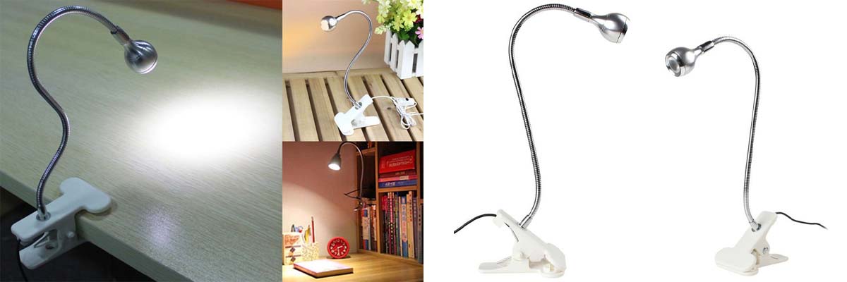 Lampka biurkowa LED USB z klipsem Biała