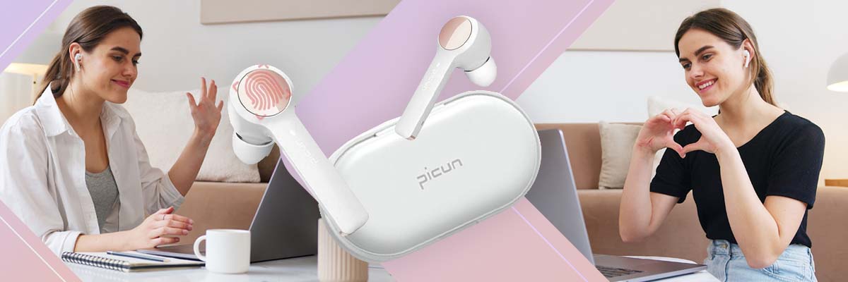 Słuchawki bezprzewodowe Picun W16 Bluetooth ze stacją dokującą Białe