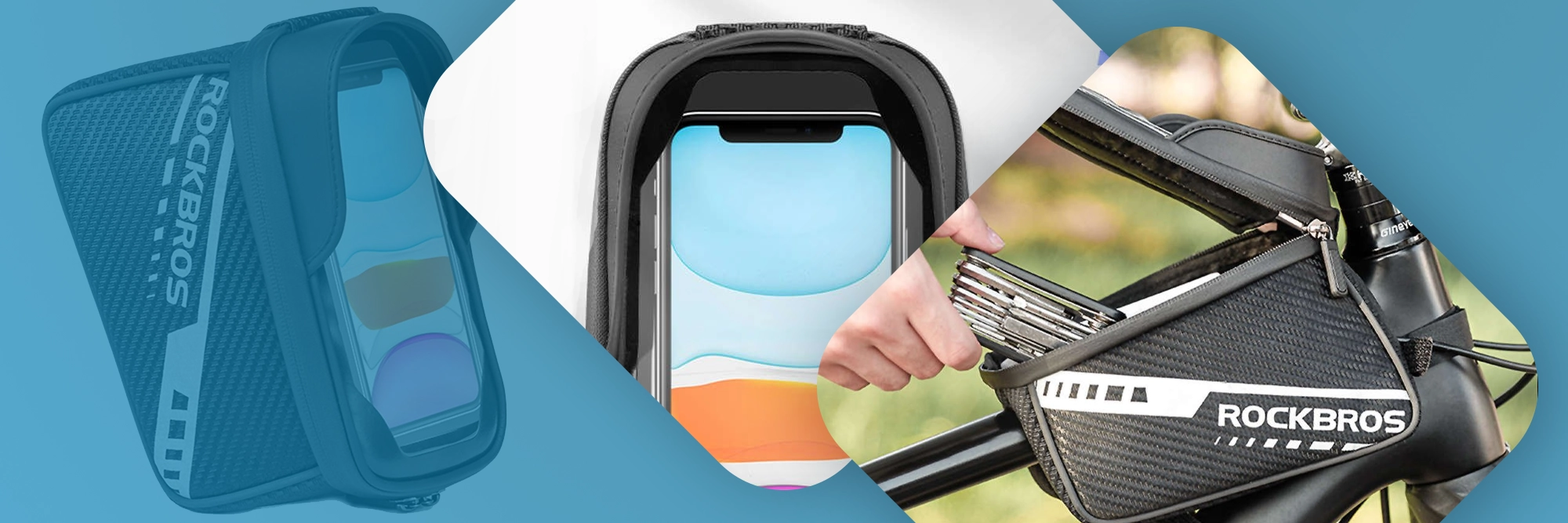 Etui torba uchwyt rowerowy RockBros 033BK sakwa na rower na ramę Czarne