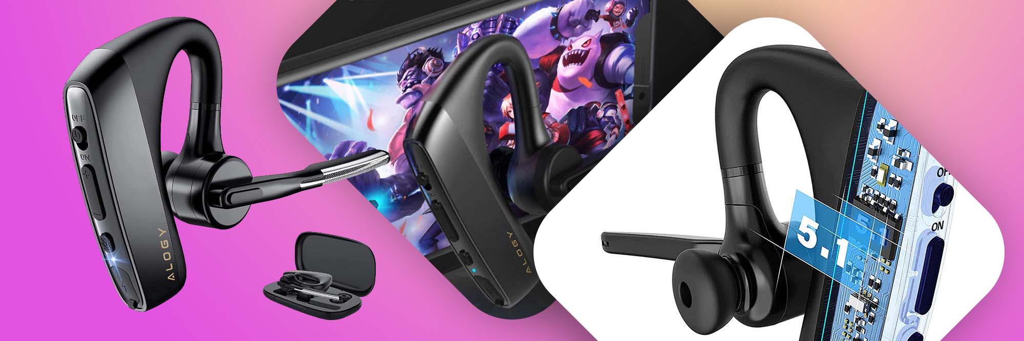 Słuchawka bezprzewodowa z mikrofonem Alogy Bluetooth 5.1 CVC8.0 douszna