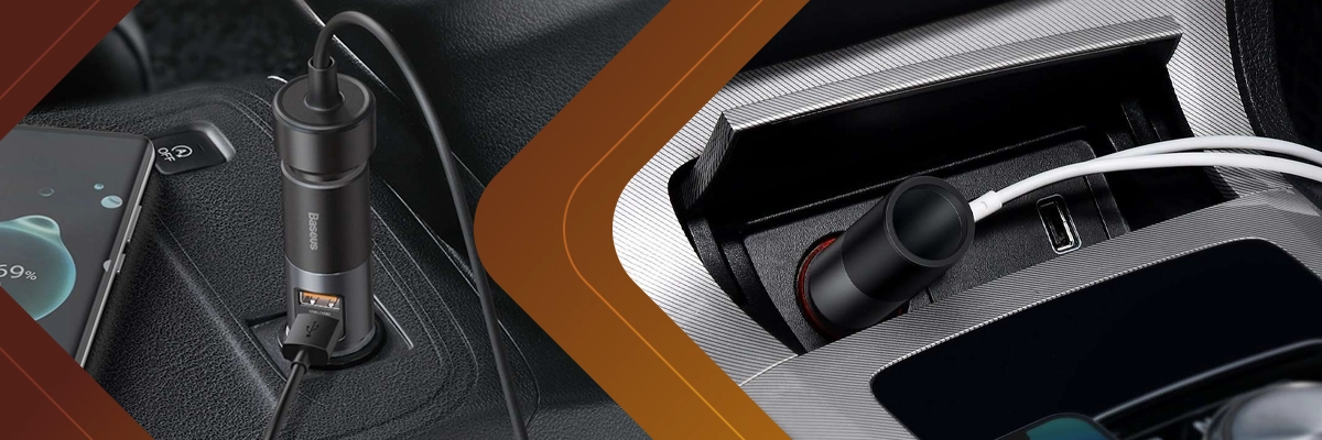 Ładowarka samochodowa Baseus Share Together Fast z gniazdem zapalniczki, 2x USB, 120W (szara)