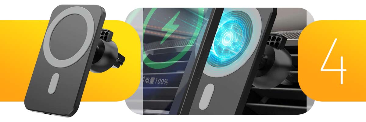 Uchwyt samochodowy z ładowarka Qi do MagSafe Alogy na kratkę 15W