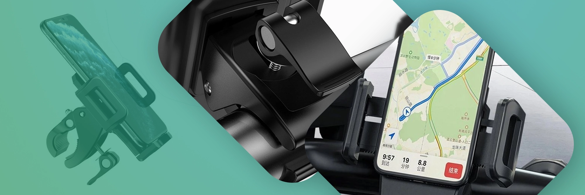 Rock Uchwyt do telefonu do motocyklu roweru hulajnogi skutera Czarny